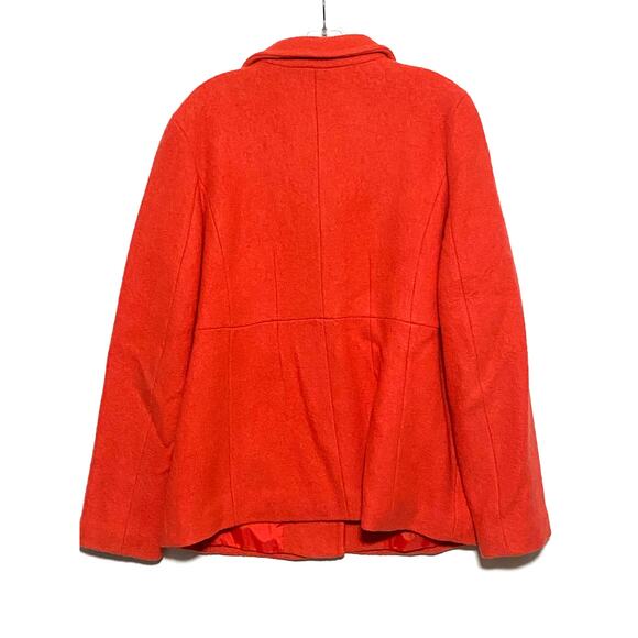 Lands End Jacket Orange Boiled Wool Rayon Blend Three Button Womens 14 Lined - Picture 6 of 9